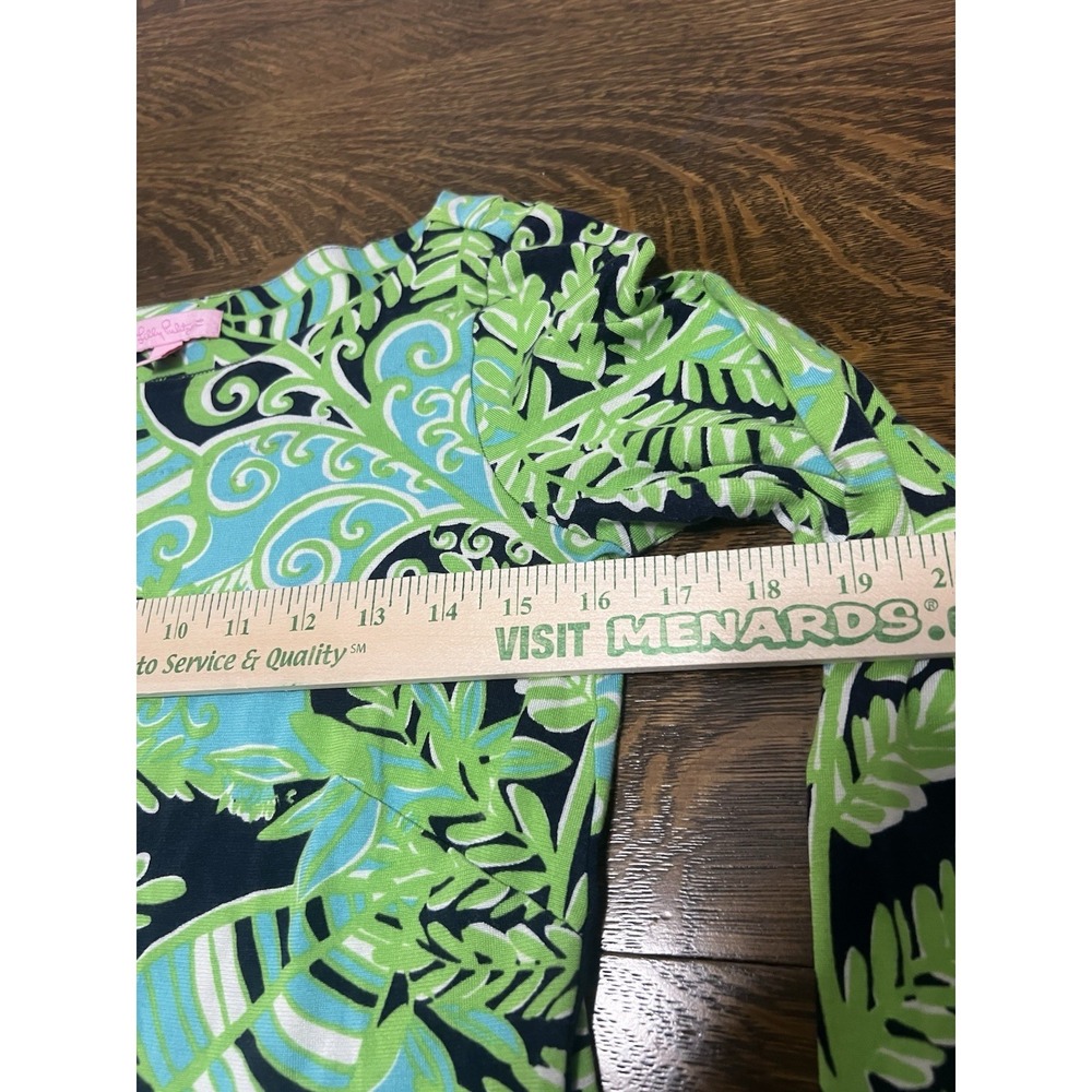 Lilly Pulitzer Ritchie Dress Womens Small Blue Green Tropical Fern Silk Blend - Picture 9 of 12